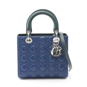 Dior Lady Cannage Leather Handbag Blue Green